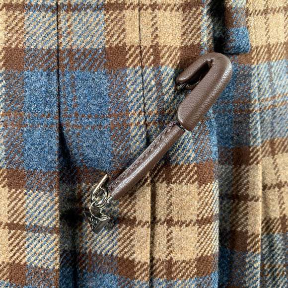 PRADA Blue Taupe Wool Plaid Pleated Mini Skirt - Picture 2 of 4